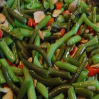 Sauteed Garlic Scapes (Or Green Beans)With Red Pepper & Almonds image