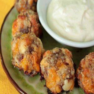 Cream Cheese Sausage Balls with Creamy Mustard Dipping Sauce_image