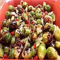 BRUSSELS SPROUTS W/ONIONS-BACON & BALSAMIC GLAZE_image