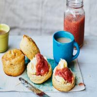 Honey Scones with Rhubarb Compote image