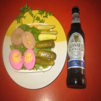 Pickled Egg Appetizer With Guinness Black Lager_image