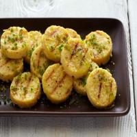 Grilled Chickpea Polenta Cakes with Chive Oil and Lemon image