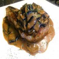 Grilled Pork Chops with Brandy Mushroom Sauce image