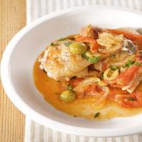 Chicken-Leg Cacciatore with Sweet Peppers, Fennel, and Green Olives_image