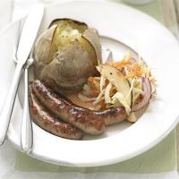Sausages with fruity coleslaw image