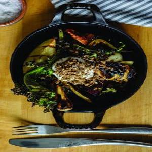 Grilled Root Vegetable Breakfast Hash with Crunchy Poached Egg_image