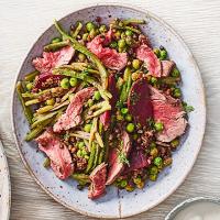 Steak, beetroot, horseradish & warm lentil salad image