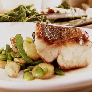 Seared Wild Striped Bass with Sauteed Spring Vegetables image