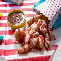 Funnel Cake Bites with Strawberry Sauce_image