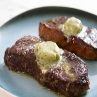 Well-Done Steak with Blue Cheese Compound Butter image