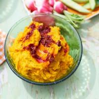 Carrot & cumin hummus with swirled harissa_image