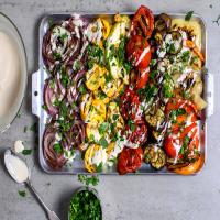 Grilled Summer Vegetables With Tahini Dressing image