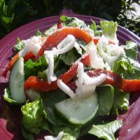 Roasted Peppers and Spinach Salad With Pesto Vinaigrette_image