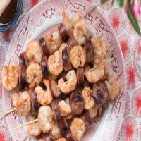 Lowcountry Shrimp and Sausage Muscadine Skewers image