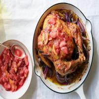 Roasted Chicken With Lemon-Glazed Rhubarb image