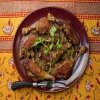 Curried Duck Legs With Ginger and Rhubarb image