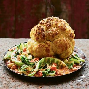 Whole roasted cauliflower with anchovy sauce image