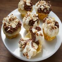 Sour Cream Cupcakes with Chocolate Cream Cheese Icing, Pretzels and Potato Chips_image