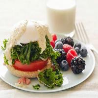 Kale and Tomato Eggs Benedict with Berries image