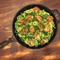 Garlic-Butter Zoodles with Chicken Meatballs_image