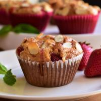 Strawberry, Lemon, and Almond Oatmeal-Yogurt Muffins image