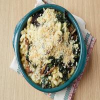 Creamy Baked Macaroni and Cheese with Kale and Mushrooms image