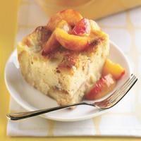 Lemon-Spice Bread Pudding with Sauteed Peaches image