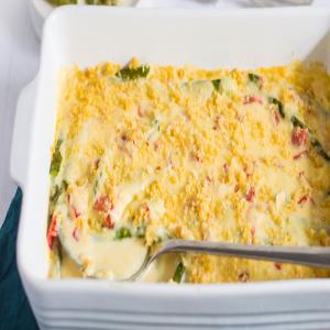 Scalloped Asparagus With Cheddar Cheese Sauce_image