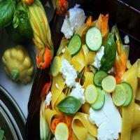 Pappardelle With Fresh Ricotta, Squash Blossoms and Basil Oil_image