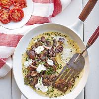 Mushroom & basil omelette with smashed tomato image