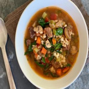 Beef, Barley and Many Vegetable Soup image