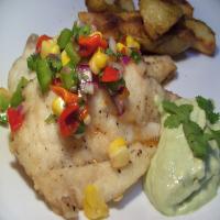 Grilled Fish With Salsa and an Avocado Sauce image