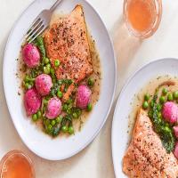 Roasted Salmon With Peas and Radishes image