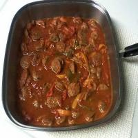 Sweet Italian sausage w/peppers,onions & tomatoes_image