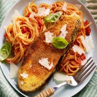 Aubergine Milanese with spaghetti image