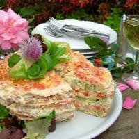 A French Country Affair! Elegant Omelette Gateau W/Chive Flowers_image