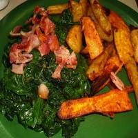 Collard Greens with Sweet Potato Fries_image