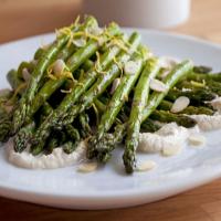 Healthy Roast Asparagus with Creamy Almond Vinaigrette image