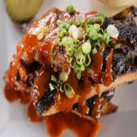 Honey Bourbon Glazed Smoked Spareribs, with Beer Bacon BBQ sauce and Southwestern Green Chili Mac 'n' Cheese image
