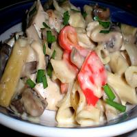 Creamy Olive Chicken Bake With Red Peppers and Mushrooms image