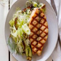 Grilled Salmon with Smashed Cucumber-Date Salad_image