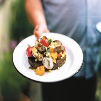 Corn, Tomatoes, and Clams on Grilled Bread, Knife-and-Fork-Style image