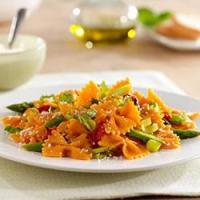 Farfalle with Roasted Red Bell Peppers, Asparagus and Parmigiano Reggiano Cheese_image
