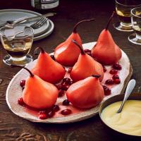 Poached Pears with Vanilla Custard Sauce_image