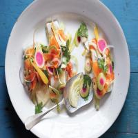 Broiled Halibut with Shaved Spring Vegetable Salad image