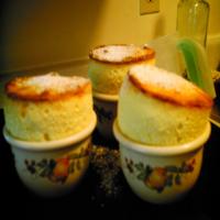 Coconut and White Chocolate Souffles With Mango-Rum Sauce_image