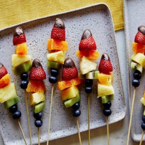 Rainbow Fruit Skewers with Chocolate-Dipped Strawberries image