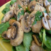Sauteed Mushrooms on Red Wine Vinaigrette Spinach Salad_image