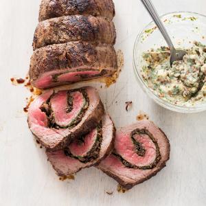 Roast Beef Tenderloin with Caramelized Onion and Mushroom Stuffing_image