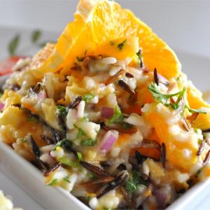 Wild Rice and Orange Salad with Creamy Orange-Ginger Dressing and Toasted Pecans_image